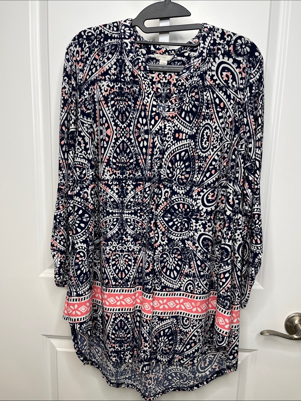 Cato Navy and Coral Paisley Tunic 14/16